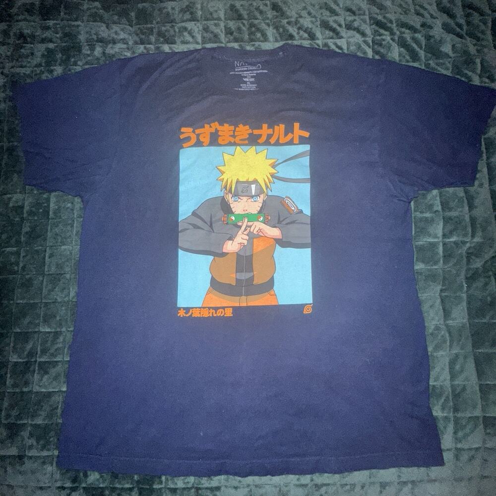Naruto‎ Unisex Short Sleeve Graphic Tee Shirt Extra Large (XL) Navy Anime